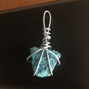 Blue Earth Lacquer with Stainless Wire Pendant